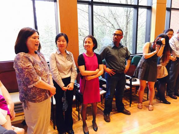 Colleagues at Professor Yu's retirement reception.