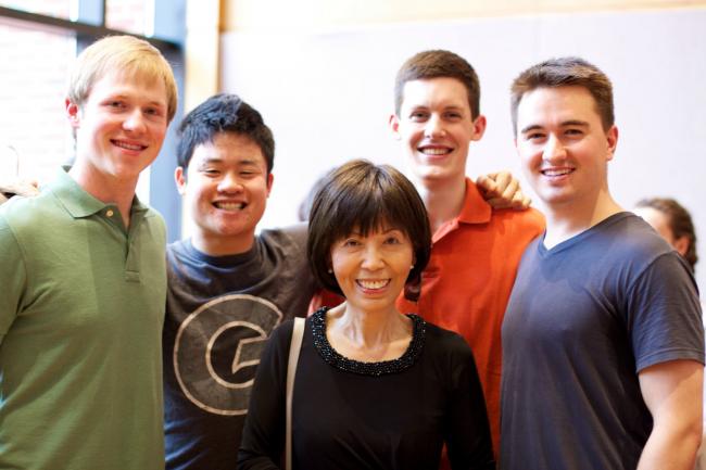 Professor Yu with students.