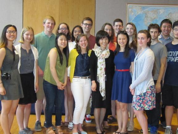 Professor Yu with students.